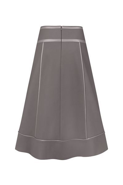 Jersey skirt, grey with eco-leather trim photo