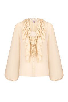 Блуза з рюшами, шовкова фото