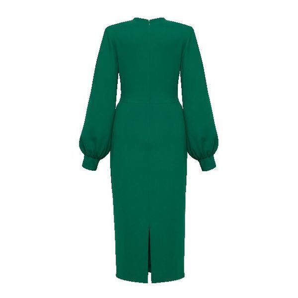 GREEN DRESS WITH LEATHER BELT photo GREEN DRESS WITH LEATHER BELT photo