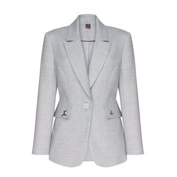 LIGHT GRAY JACKET WITH EMBROIDERY photo