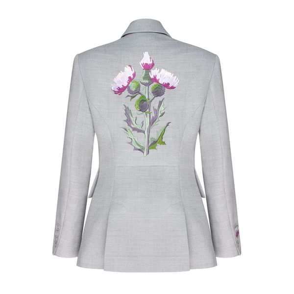 LIGHT GRAY JACKET WITH EMBROIDERY photo