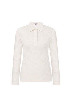 Мереживна сорочка-поло, молочна фото