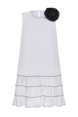 Сукня шовкова біла з чорною квіткою фото