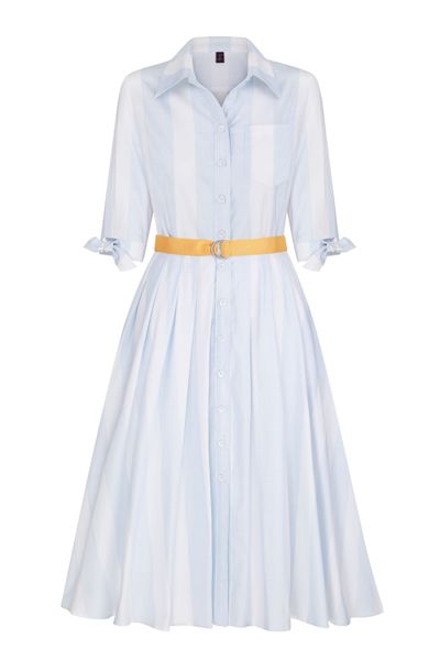 Сукня в біло - блакитну смужку, бавовняна фото