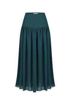 Спідниця шовкова, смарагдова  фото