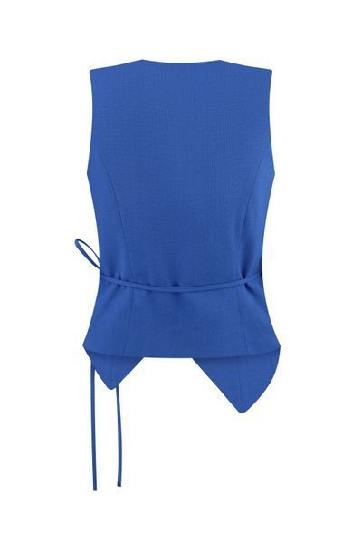 Жилет на зав&rsquo;язках лляний, синій  фото