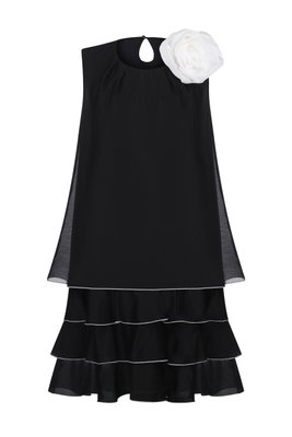Сукня шовкова чорна з білою квіткою фото