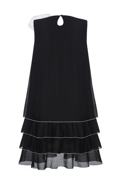 Сукня шовкова чорна з білою квіткою фото Сукня шовкова чорна з білою квіткою фото