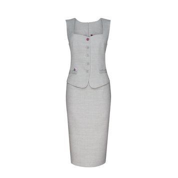 LIGHT GRAY DRESS WITH EMBROIDERY photo