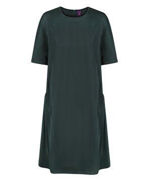 Dark green silk dress photo