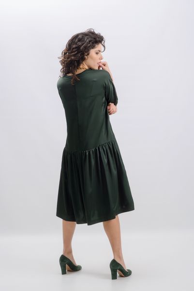 Dark green silk dress photo