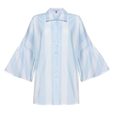 Блуза біла в блакитну смужку фото