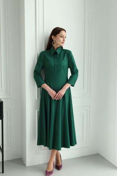 Сукня з коміром поло, зелена  фото