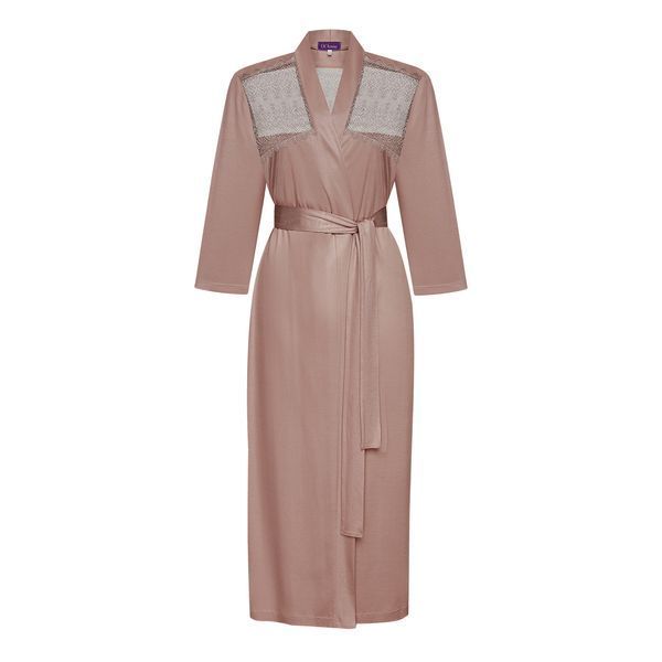 Нічна сорочка з халатом бежеві фото