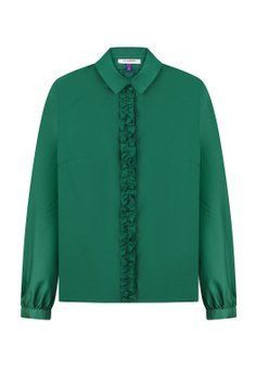 Сорочка з рюшами, зелена  фото