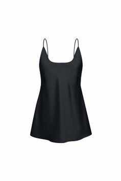 Топ шовковий на бретелях, чорний  фото