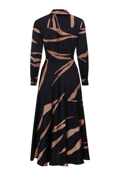 Silk black and beige dress photo