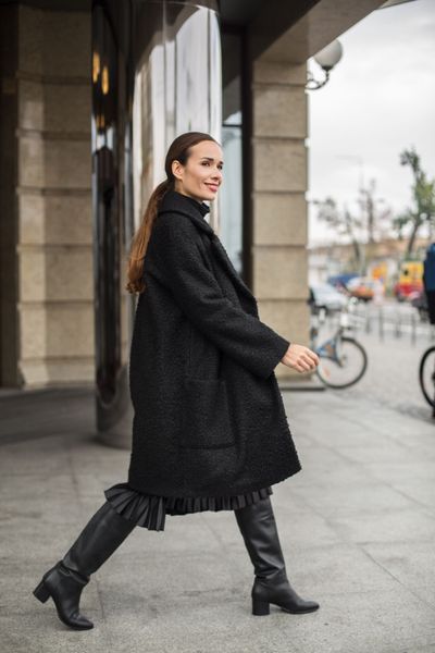 BLACK FAUX FUR COAT photo