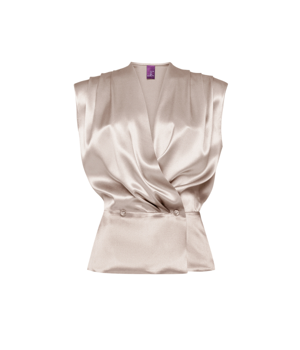 Блуза шовкова, бежева, BLZ1902