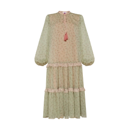 Сукня шовкова двокольорова зелено-бежева  WSUZ2204
